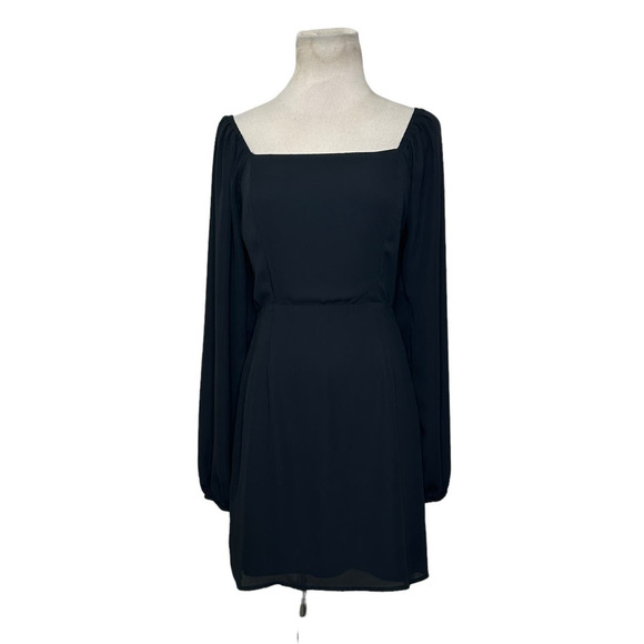 All in Favor black long sleeves off shoulder open back mini dress size Small - Picture 6 of 13